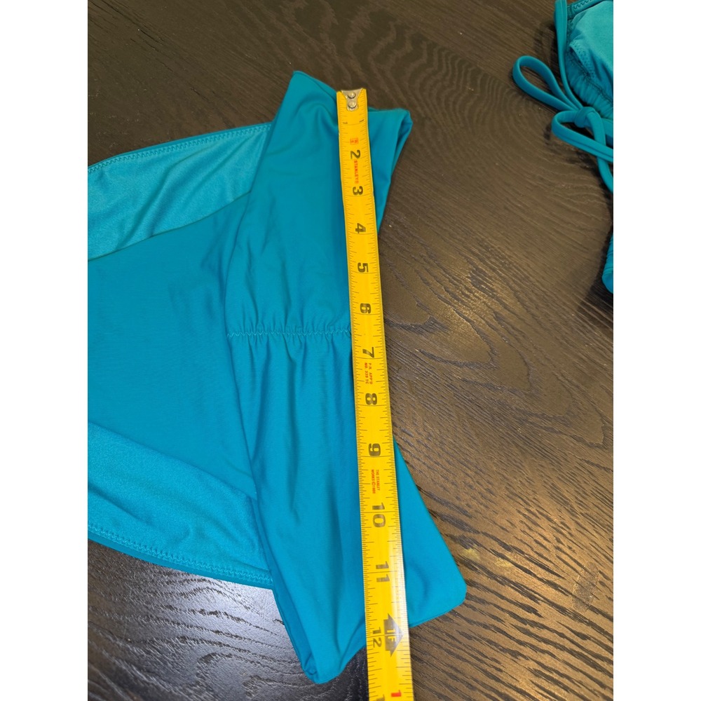 Victorias Secret Turquoise Blue‎ Triangle Bikini Top High Waist Ruched Bottom XS - Picture 7 of 9